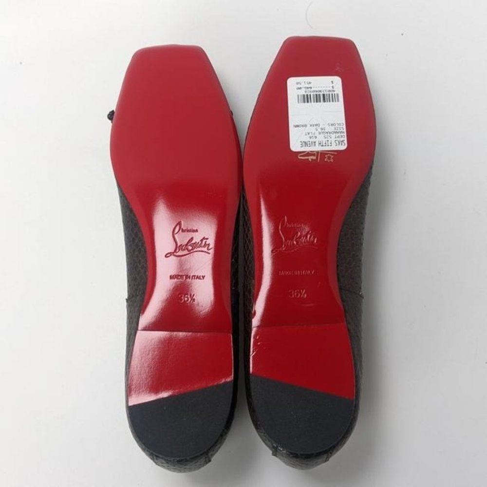 SOLD Christian Louboutin  Mamadrague Snake Embossed Amazonia Leather Flats 36.5 - Picture 3 of 4